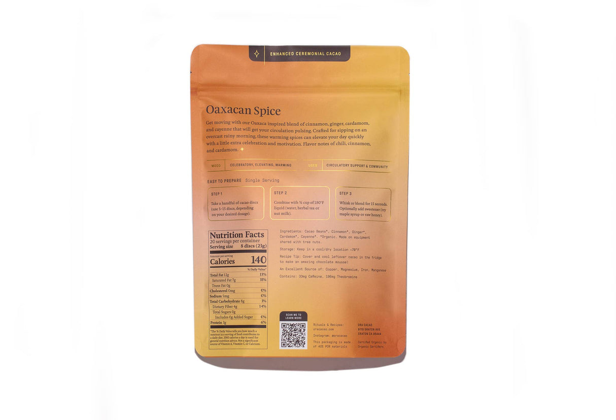 Oaxacan Spice Enhanced Cacao - Organic - Ceremonial