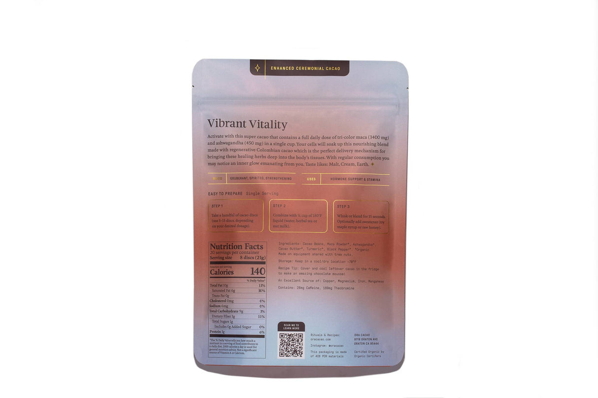 Vibrant Vitality Enhanced Cacao - Organic - Ceremonial